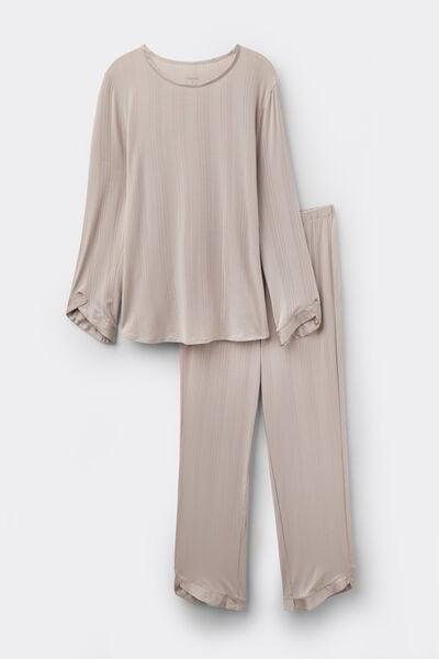 Beige Delicate Alchemy Long Modal Pyjama Set, 5601_950J, large image number 3