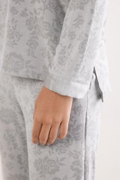 Grey Soft Dreams Devore Pattern Long Pyjama Set, 5601_951J, large image number 5