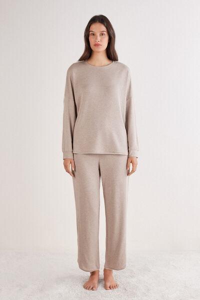 Brown Midnight Spell Long Modal And Wool Pyjama Set, 5601_041K, large image number 0