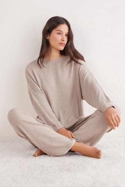 Brown Midnight Spell Long Modal And Wool Pyjama Set, 5601_041K, large image number 1
