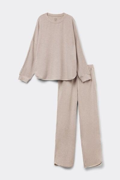 Brown Midnight Spell Long Modal And Wool Pyjama Set, 5601_041K, large image number 2