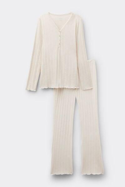 Cream Sweet Pointelle Full-Length Pyjamas, 5601_070K, medium