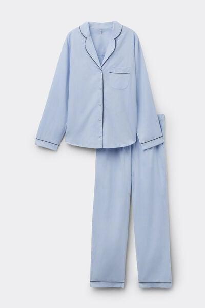 Blue Full-Length Cotton Pyjama Set, 5601_067K, large image number 3