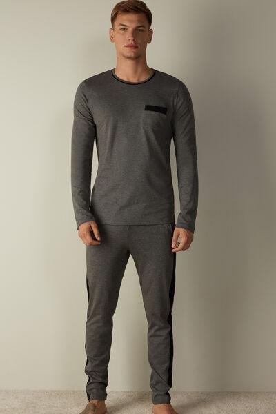 Graphite Grey Blend Long Basic Supima�  Cotton Pyjamas, Men, , medium