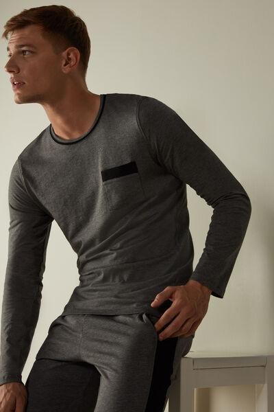Graphite Grey Blend Long Basic Supima�  Cotton Pyjamas, Men, , large image number 1