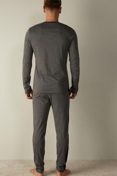 Graphite Grey Blend Long Basic Supima�  Cotton Pyjamas, Men, , large image number 3