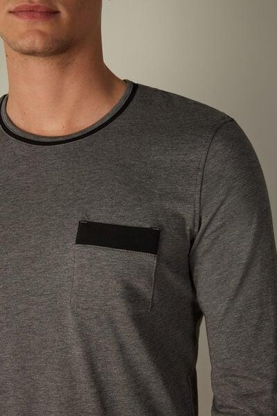 Graphite Grey Blend Long Basic Supima�  Cotton Pyjamas, Men, Graphite Grey Blend, large image number 6