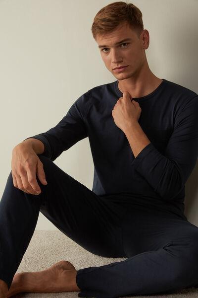 Midnight Blue Long Basic Supima? Cotton Pyjamas, Men, , large image number 1