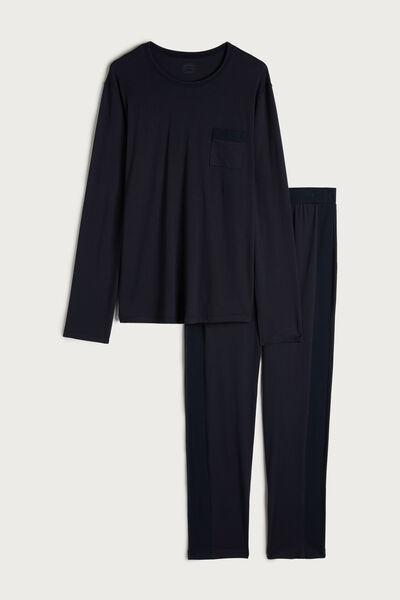 Midnight Blue Long Basic Supima? Cotton Pyjamas, Men, , large image number 2