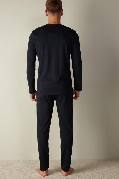 Midnight Blue Long Basic Supima? Cotton Pyjamas, Men, , large image number 3