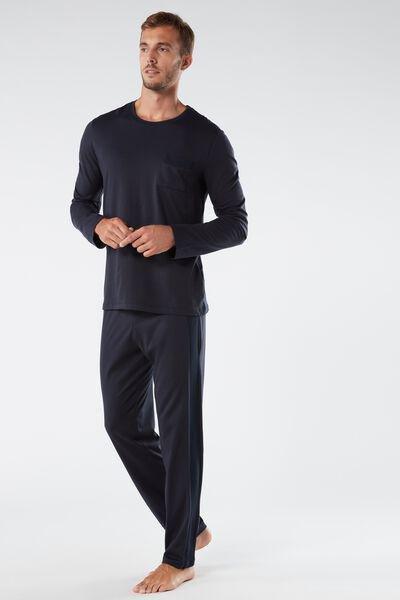 Midnight Blue Long Basic Supima? Cotton Pyjamas, Men, , large image number 4