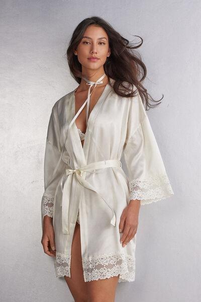 White Pretty Flowers Kimono, , large image number 1