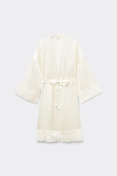 White Pretty Flowers Kimono, Powder White, large image number 3