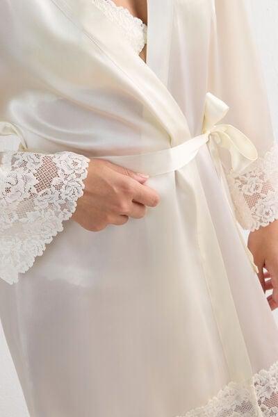 White Pretty Flowers Kimono, Powder White, large image number 5