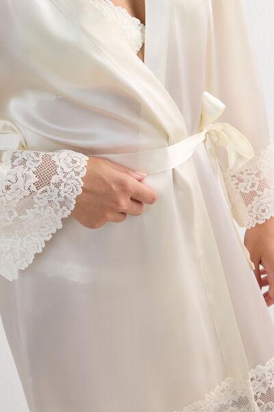 White Pretty Flowers Kimono, Powder White, large image number 5