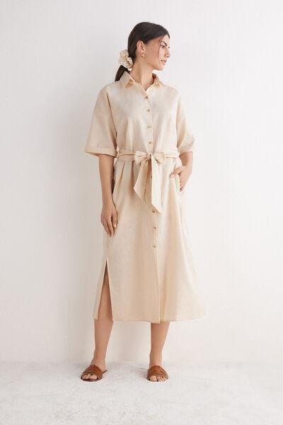 Beige Button Fastening Blouse, , large image number 1