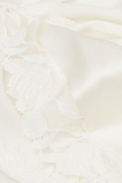 White All About Flowers Long Silk Dressing Gown, Powder White, large image number 4