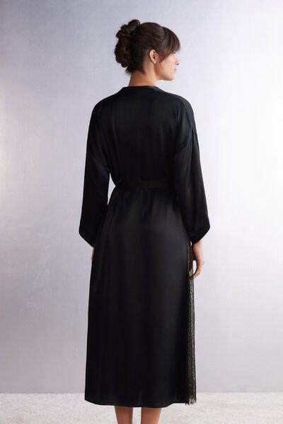 Black Long Dressing Gown, Black, large image number 3