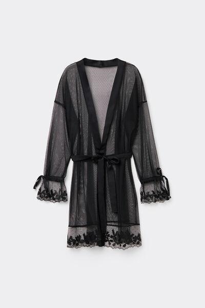 Black Frou Frou Romance Kimono, , large image number 1