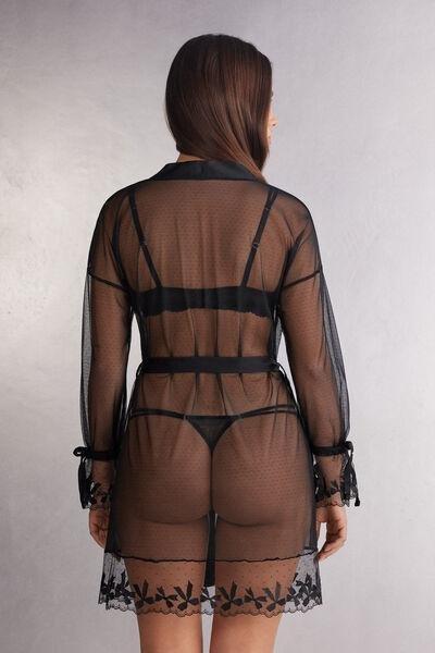 Black Frou Frou Romance Kimono, Black, large image number 3