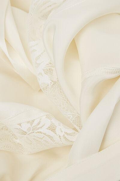 White Long Silk Dressing Gown, Powder White, large image number 4