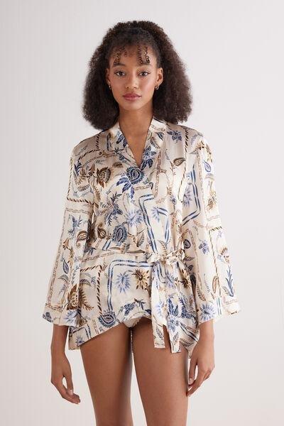 Multicolour Italian Riviera Silk Kimono, , large image number 0