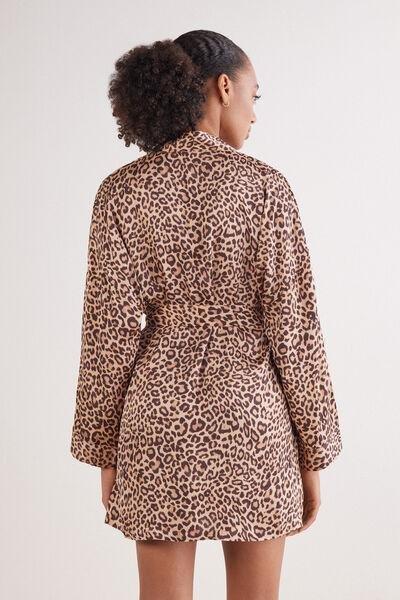 Brown Animal Print Pretty Savage Satin Kimono, , large image number 3
