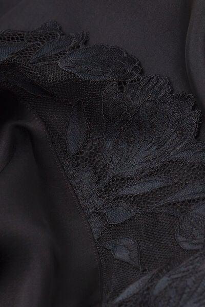 Black All About Flowers Viscose Satin And Tulle Kimono, Black, large image number 4