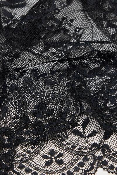 Black La Vie En Rose Openwork Lace Dressing Gown, Black, large image number 7