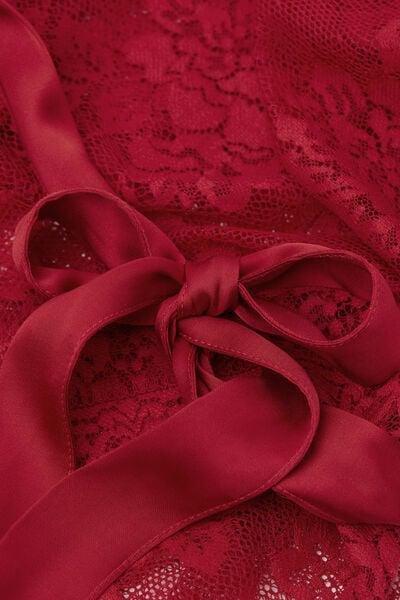 Red La Femme Fatale Belted Lace Dressing Gown, Wax Red, large image number 7