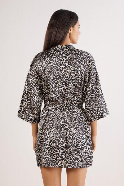 Beige A Moment Of Glamour Animal Print Silk Kimono, 5601_029K, large image number 4