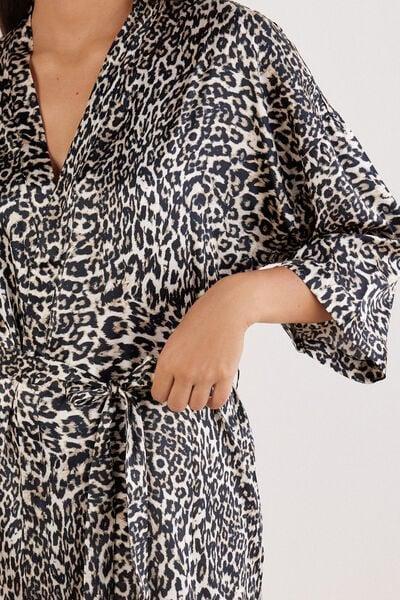 Beige A Moment Of Glamour Animal Print Silk Kimono, 5601_029K, large image number 10