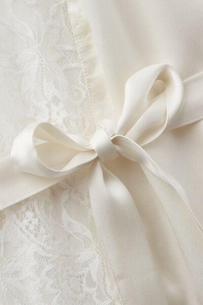 Ivory Ethereal Embrace Long Silk Dressing Gown, Powder White, large image number 4