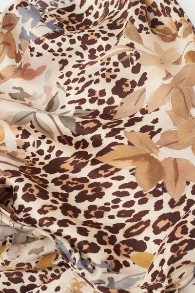 Beige Simply Iconic Animal Print Viscose Satin Kimono, 5601_071K, large image number 4