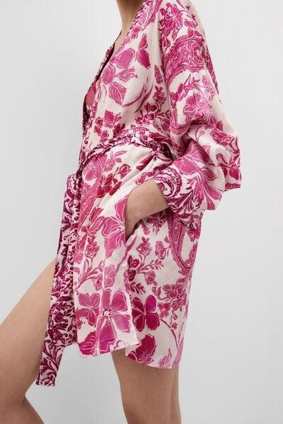 Pink Brighten Your Day Viscose Satin Kimono, 5601_115K, large image number 0