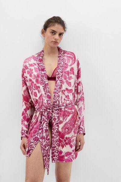 Pink Brighten Your Day Viscose Satin Kimono, 5601_115K, large image number 1
