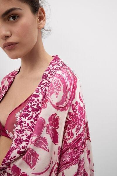 Pink Brighten Your Day Viscose Satin Kimono, 5601_115K, large image number 5