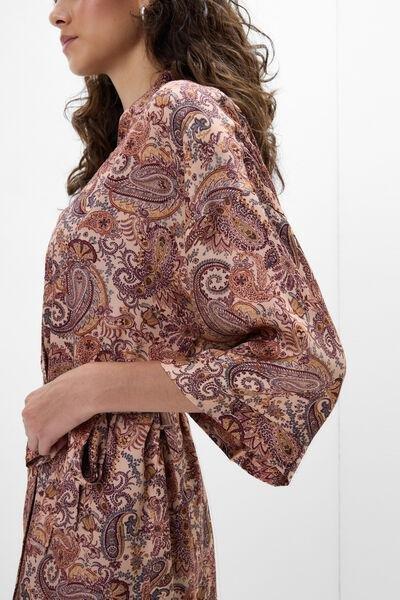 Brown Elevate Your Day Printed Viscose Satin Kimono, 5601_197K, large image number 4