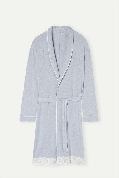 Blue Long Sleeve Modal Robe, 5601_009J, large image number 2