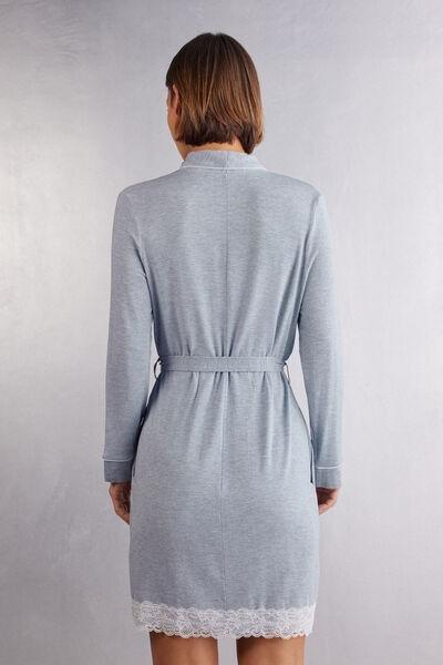 Blue Long Sleeve Modal Robe, 5601_009J, large image number 3