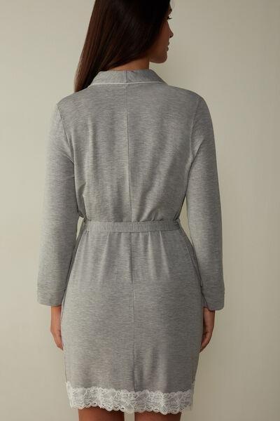 Intimissimi - Grey  Modal Robe With Lace Detail