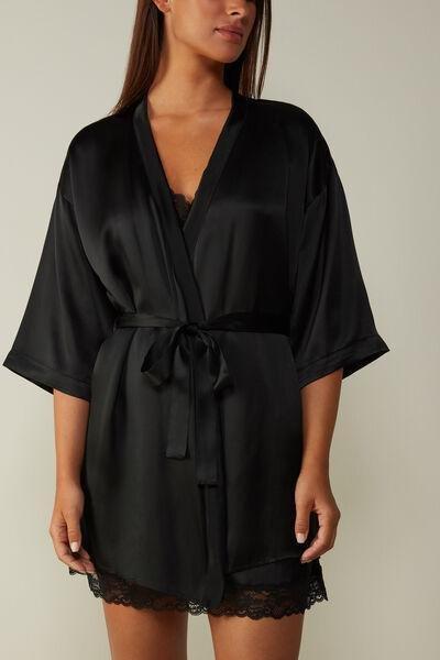 Black Silk Kimono, , large image number 1