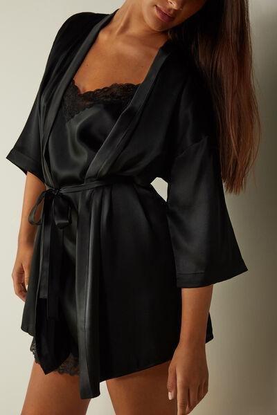 Black Silk Kimono, , large image number 3