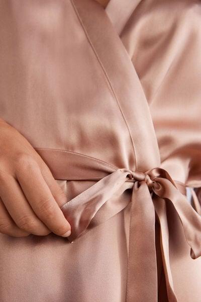 Pink Silk Kimono, Satin Pink, large image number 5