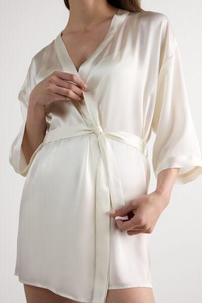 White Silk Kimono, Powder White, large image number 8