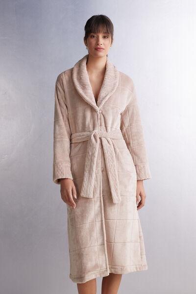 Beige Embrace Yourself Long Dressing Gown, , large image number 0
