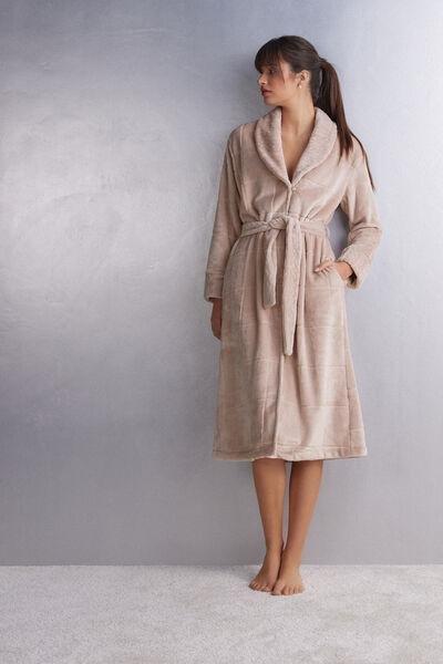 Beige Embrace Yourself Long Dressing Gown, , large image number 1