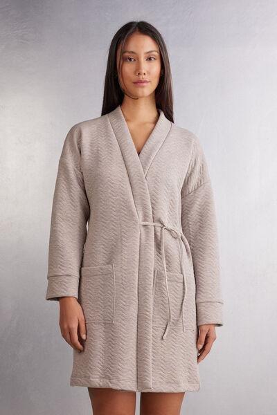 Beige Soft Chevron Dressing Gown, , medium