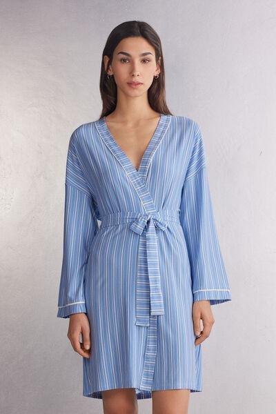 Blue Oxford Stripes Kimono, , large image number 0