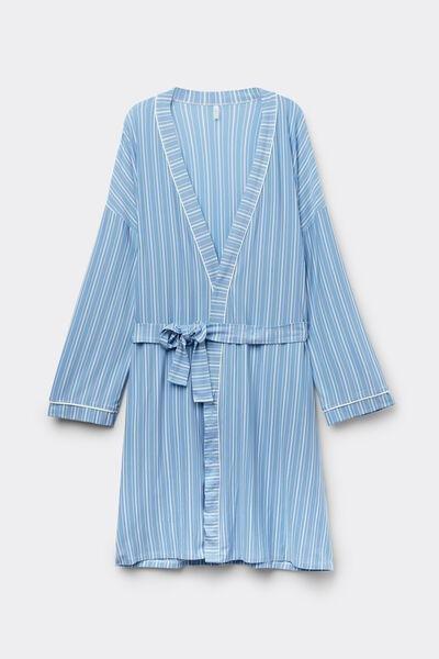 Blue Oxford Stripes Kimono, , large image number 1
